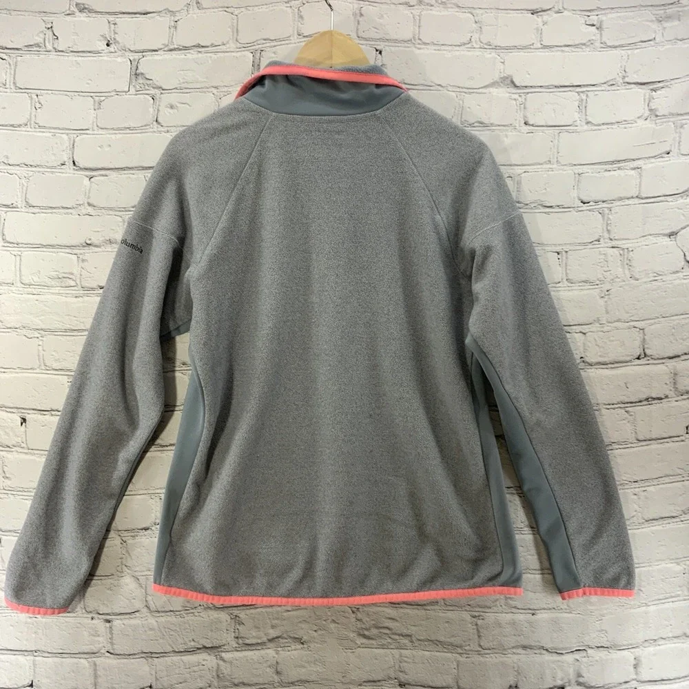 Columbia Sportswear Fleece Jacket Womens Sz L Gray Pink‎ Warm